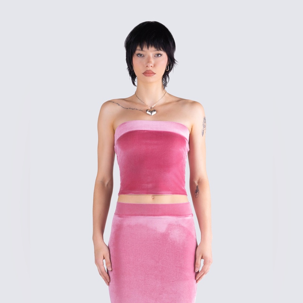 Finesse Ayla Pink Velvet Tube Top XL CC10-6